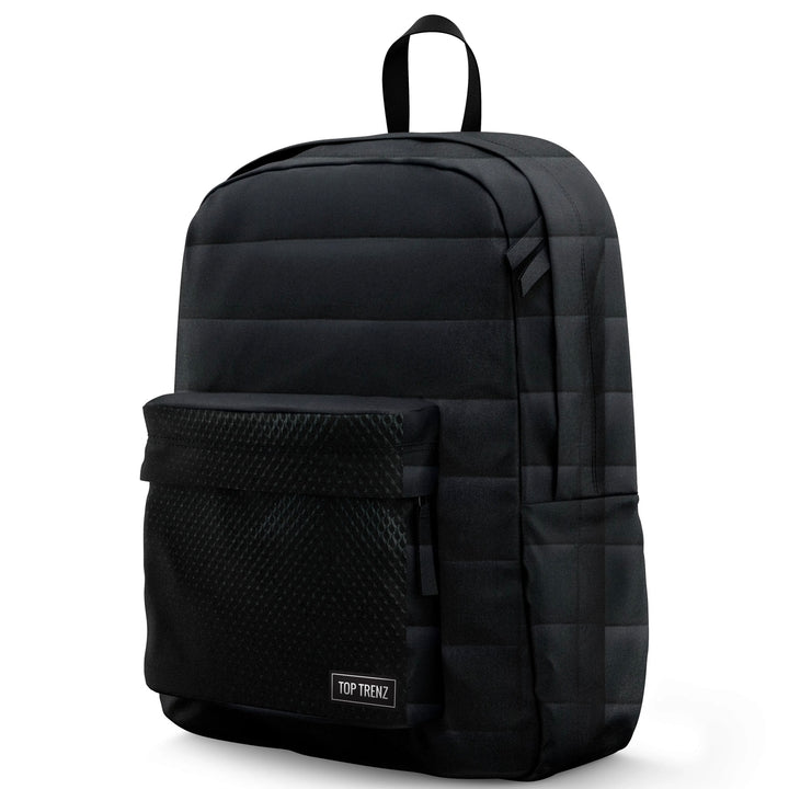 Top Trenz Black Puffer Backpack w/Mesh Pocket