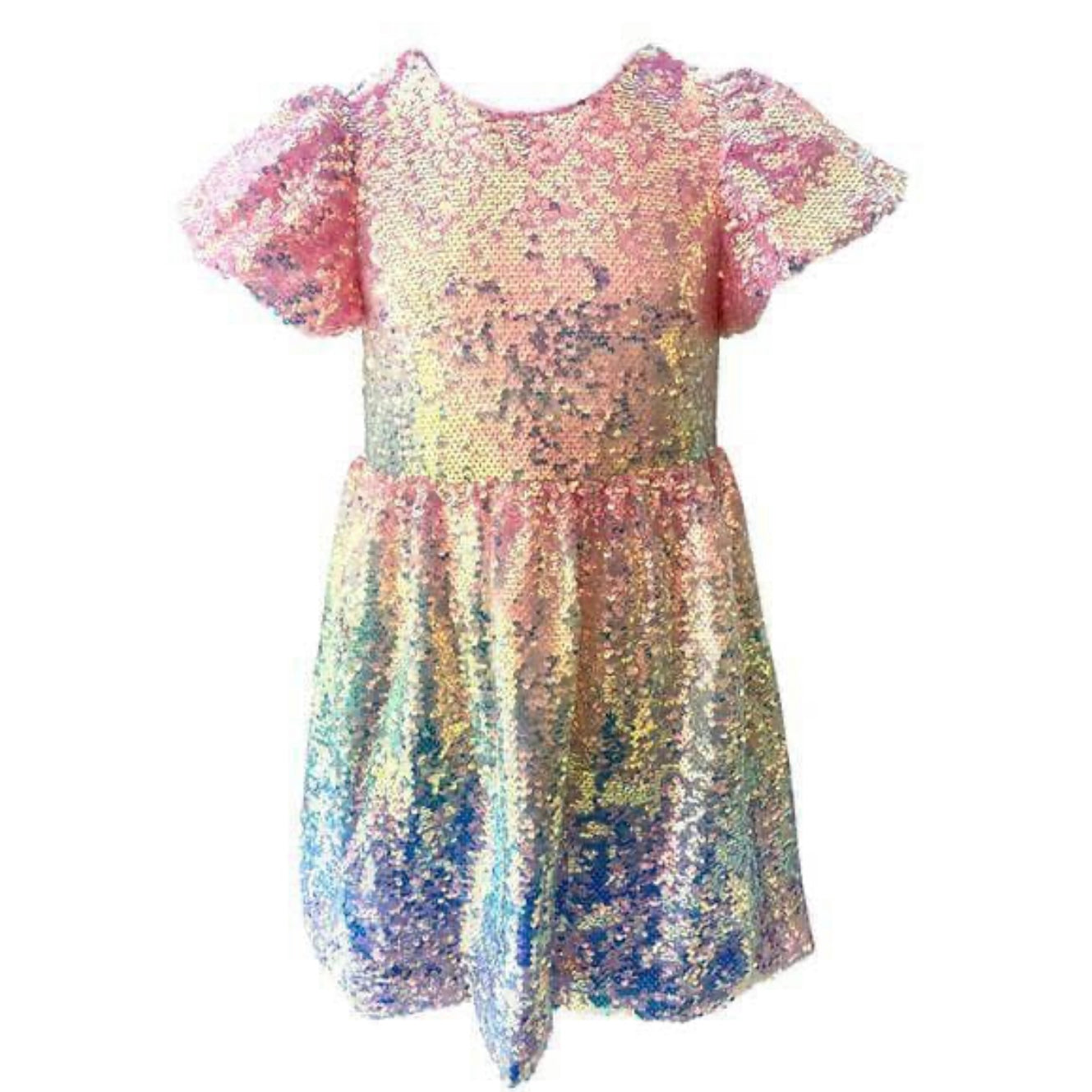 Lola & The Boys Sequin Ombre Puff Sleeve Dress