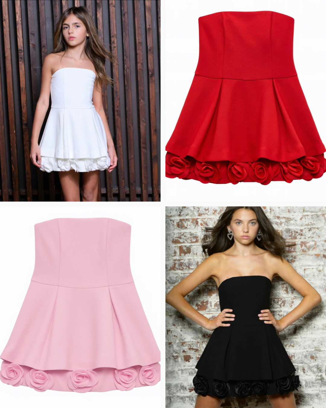 Katie J NYC TWEEN ROSIE COUTURE DRESS - IVORY/ PINK/ RED/ BLACK