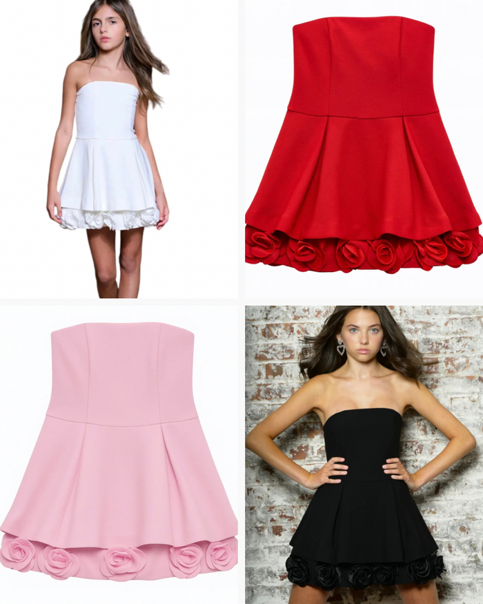 Katie J NYC TWEEN ROSIE COUTURE DRESS - IVORY/ PINK/ RED/ BLACK