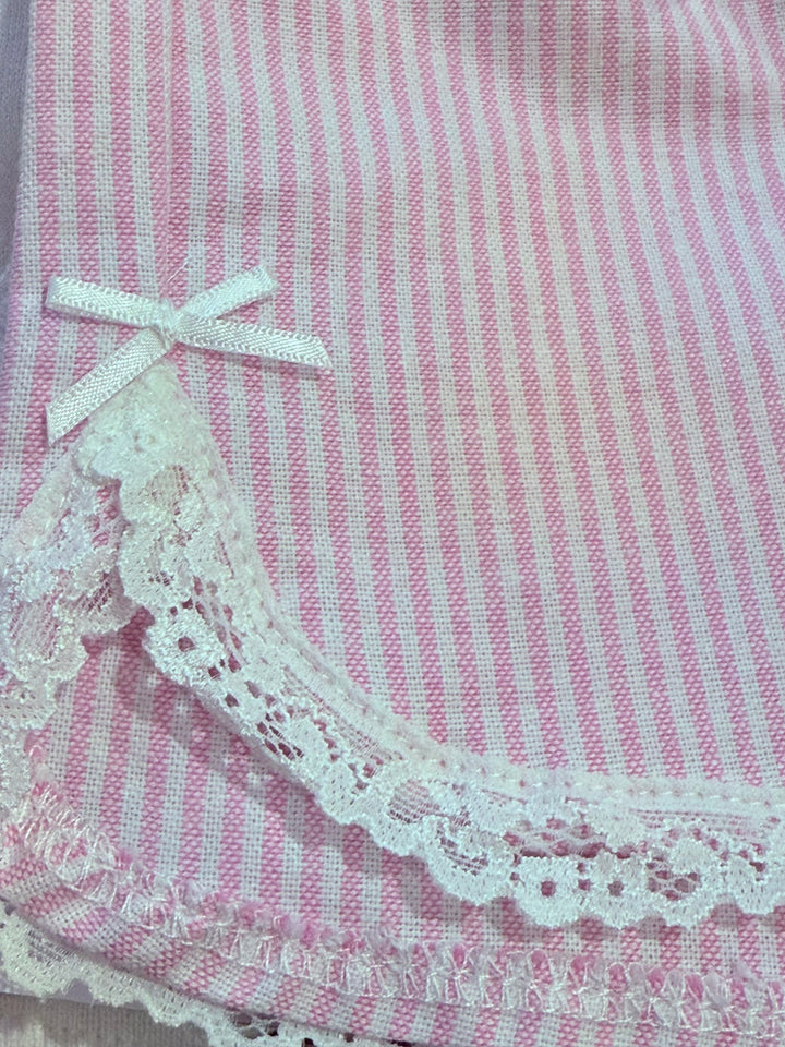 Katie J NYC  Girls Tween Caprice Stripe Lace Trimmed Lounge Short - Pink Stripe