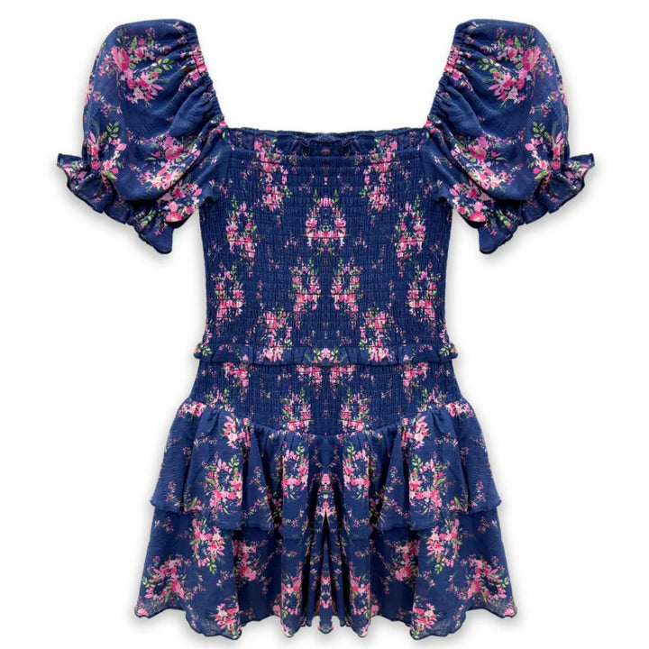 Katie J NYC  Girls Tween Lainey Print Dress - Evening Blue Bouquet