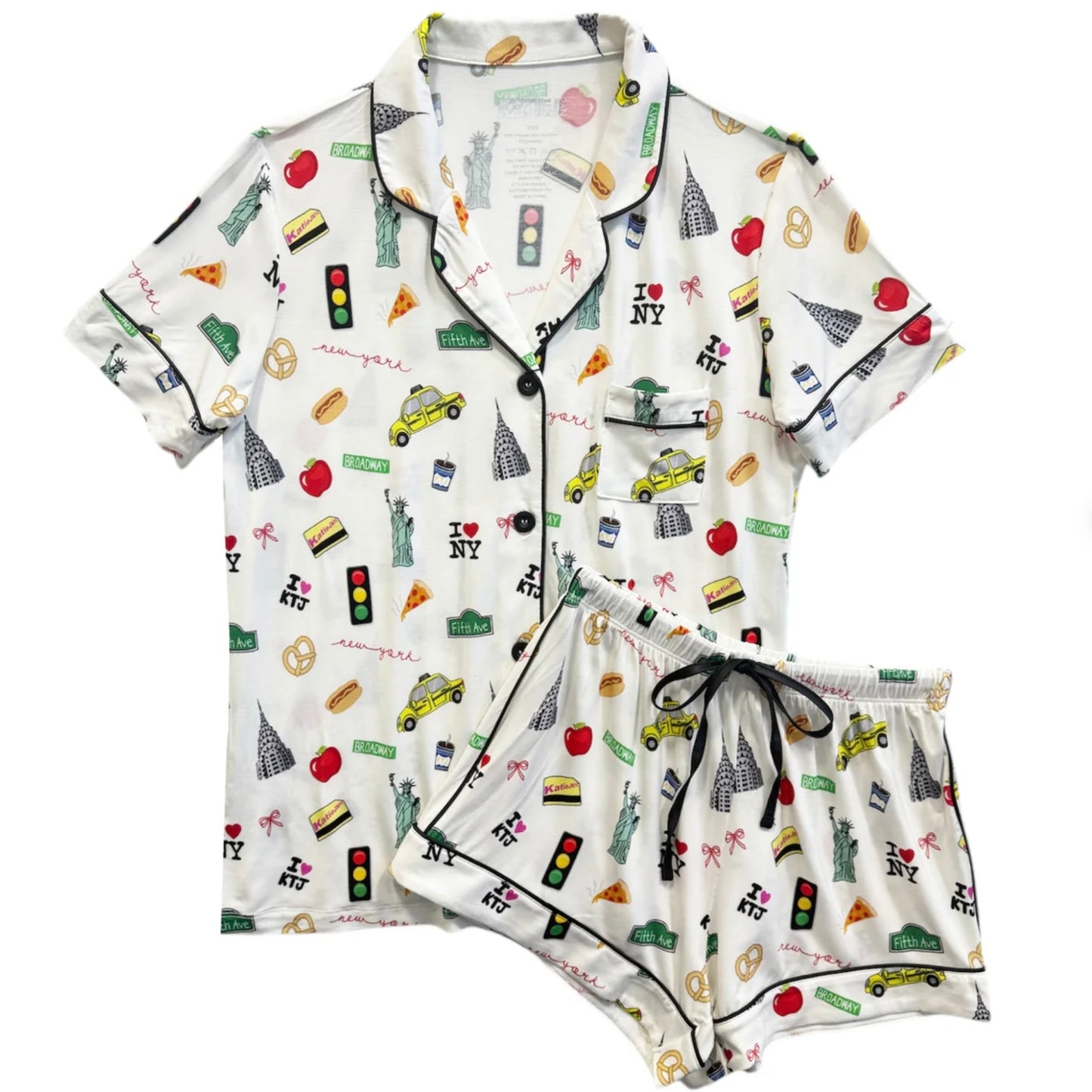 Katie J NYC Junior Lynn Shorts Lounge Set - New York Print