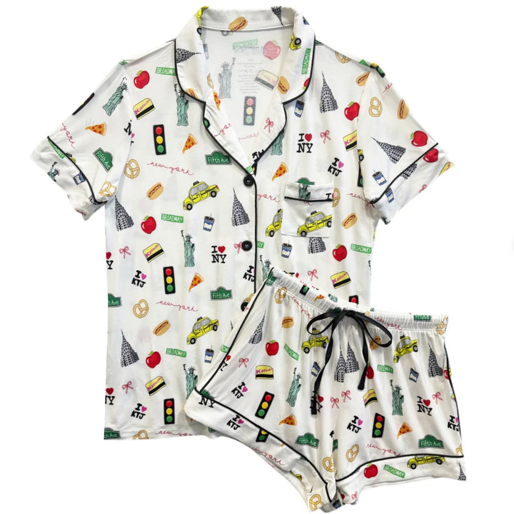 Katie J NYC Junior Lynn Shorts Lounge Set - New York Print