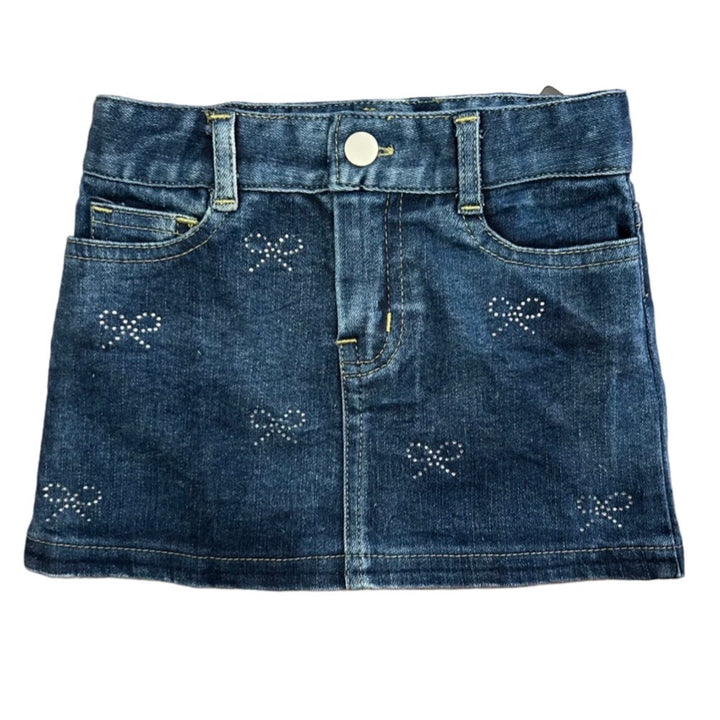 FBZ  Girls Tween Denim Rhinestone Bow Skirt