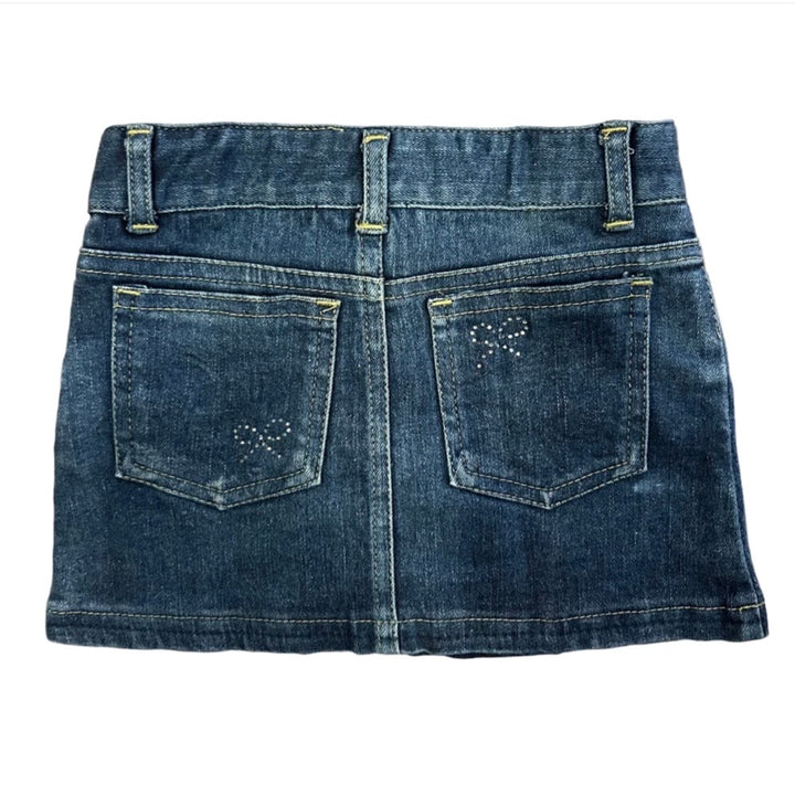 FBZ  Girls Tween Denim Rhinestone Bow Skirt