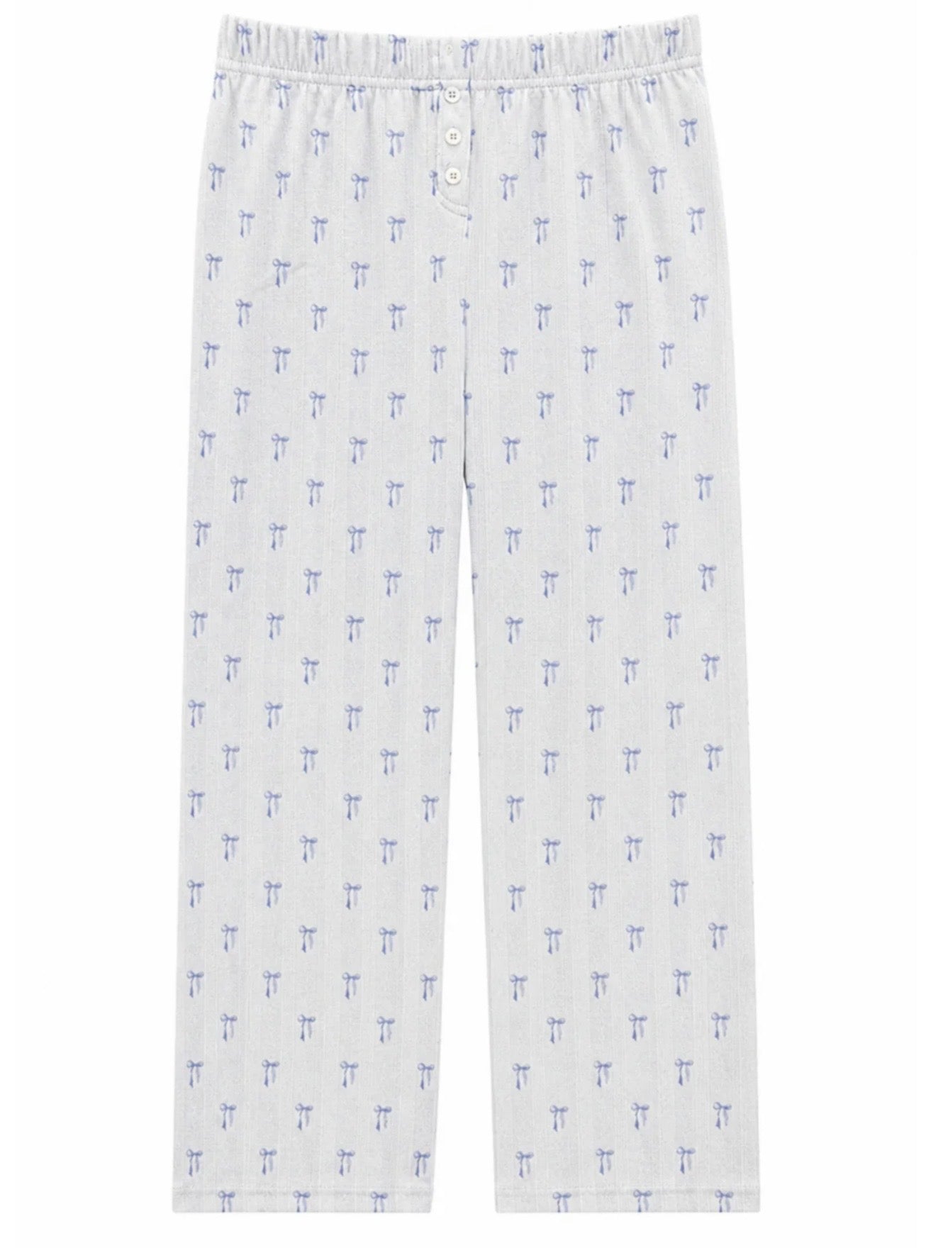 Katie J NYC  Girls Tween Marina Printed Pointelle Pant - Blue Bows