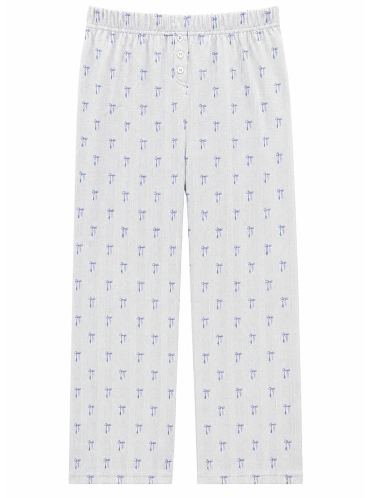 Katie J NYC  Girls Tween Marina Printed Pointelle Pant - Blue Bows