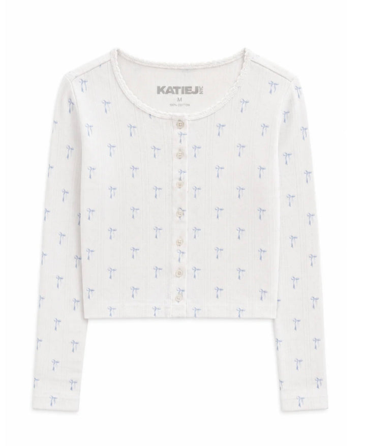 Katie J NYC  Girls Tween Marina Lounge Cardigan - Blue Bows