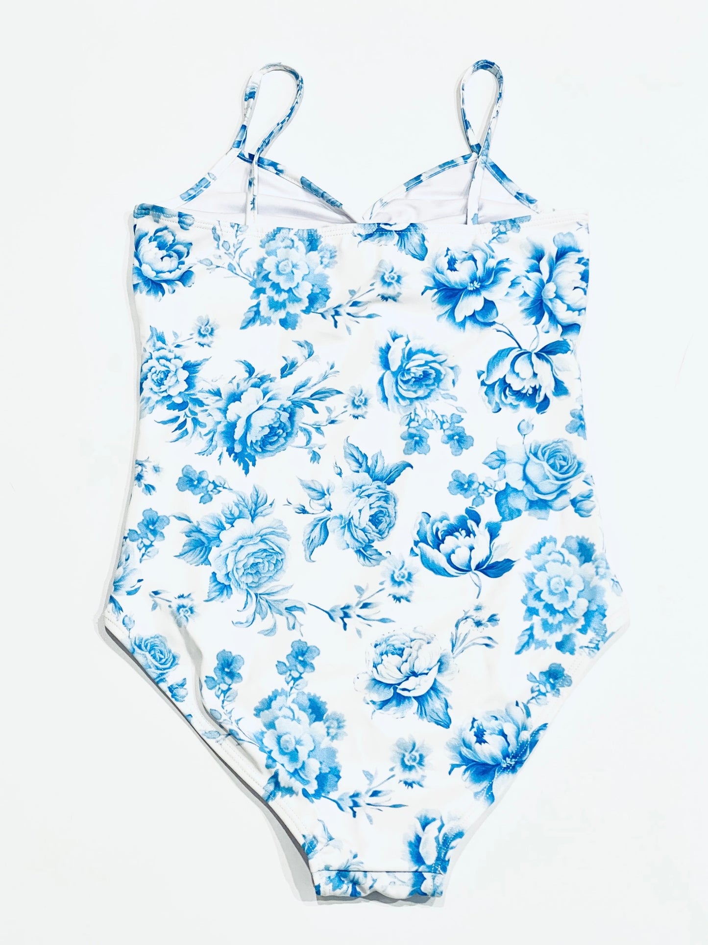 FBZ Flowers By Zoe - Agnes Twist Top One Piece Bathing Suit - Blue Toile