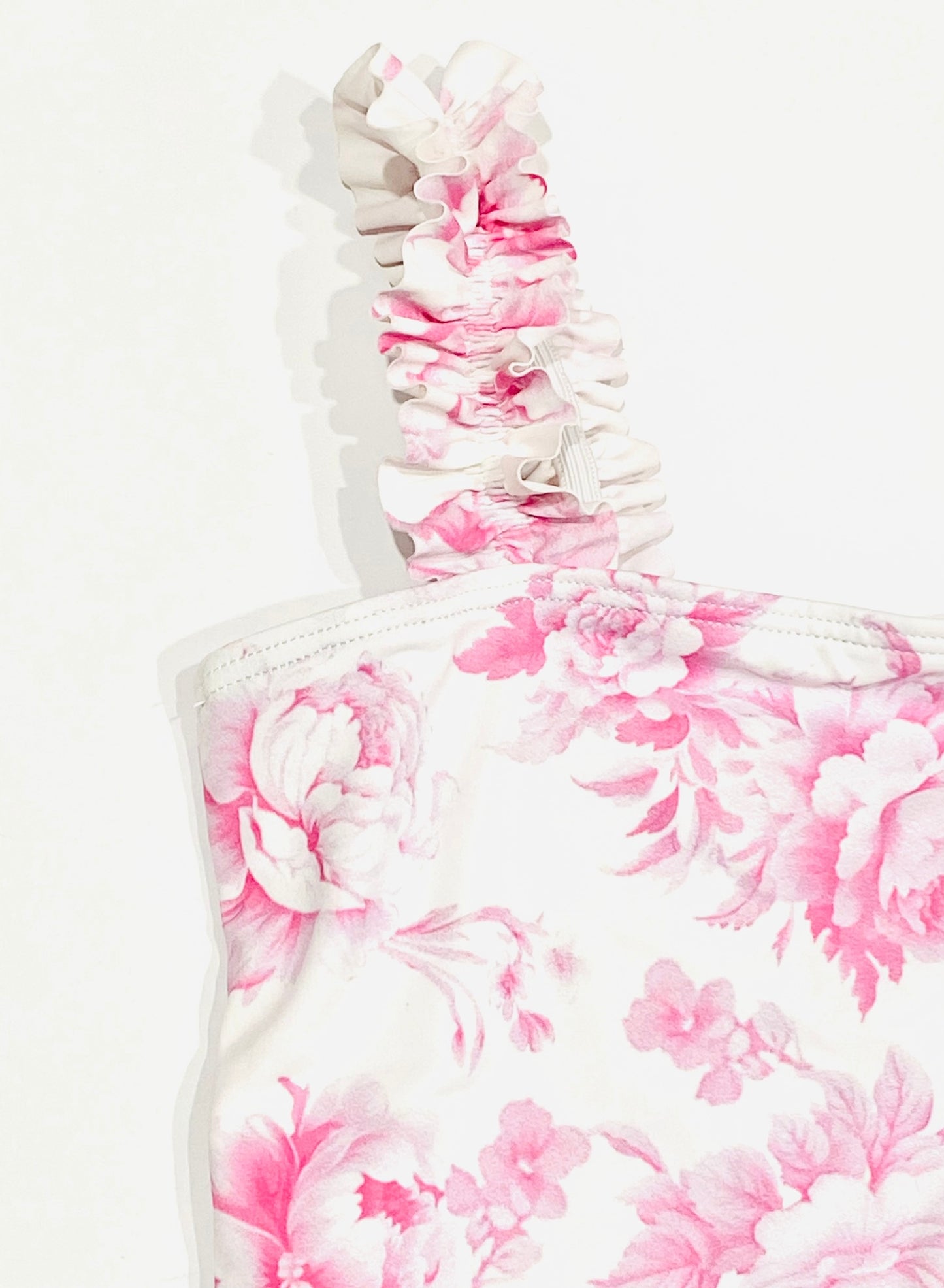 FBZ Flowers By Zoe - Girls Agnes Ruched Strap One Piece Bathing Suit - Pink Toile
