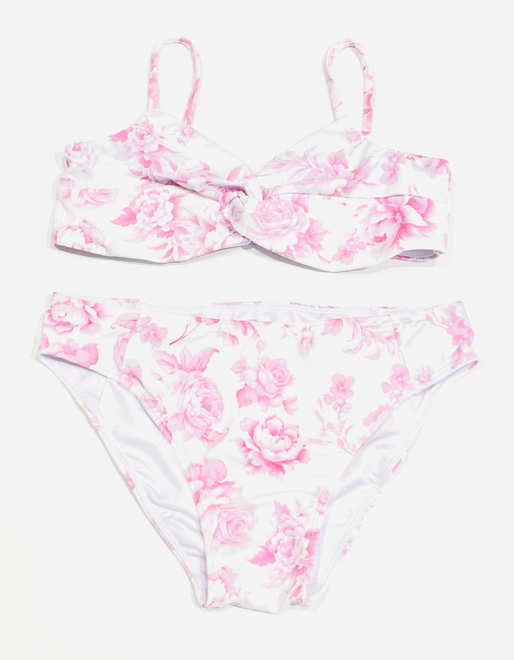 FBZ Flowers By Zoe - Agnes Twist Top Bikini - Blue Toile / Pink Toile
