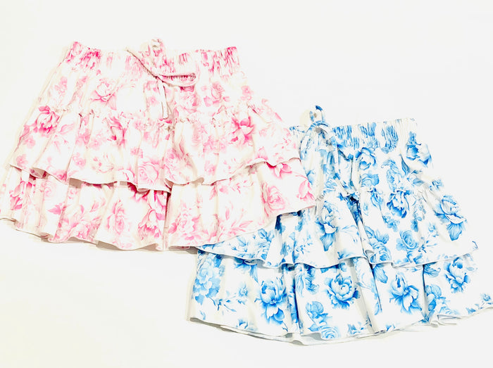 FBZ Flowers By Zoe - 2 Tier Agnes Skirt - Blue Toile / Pink Toile