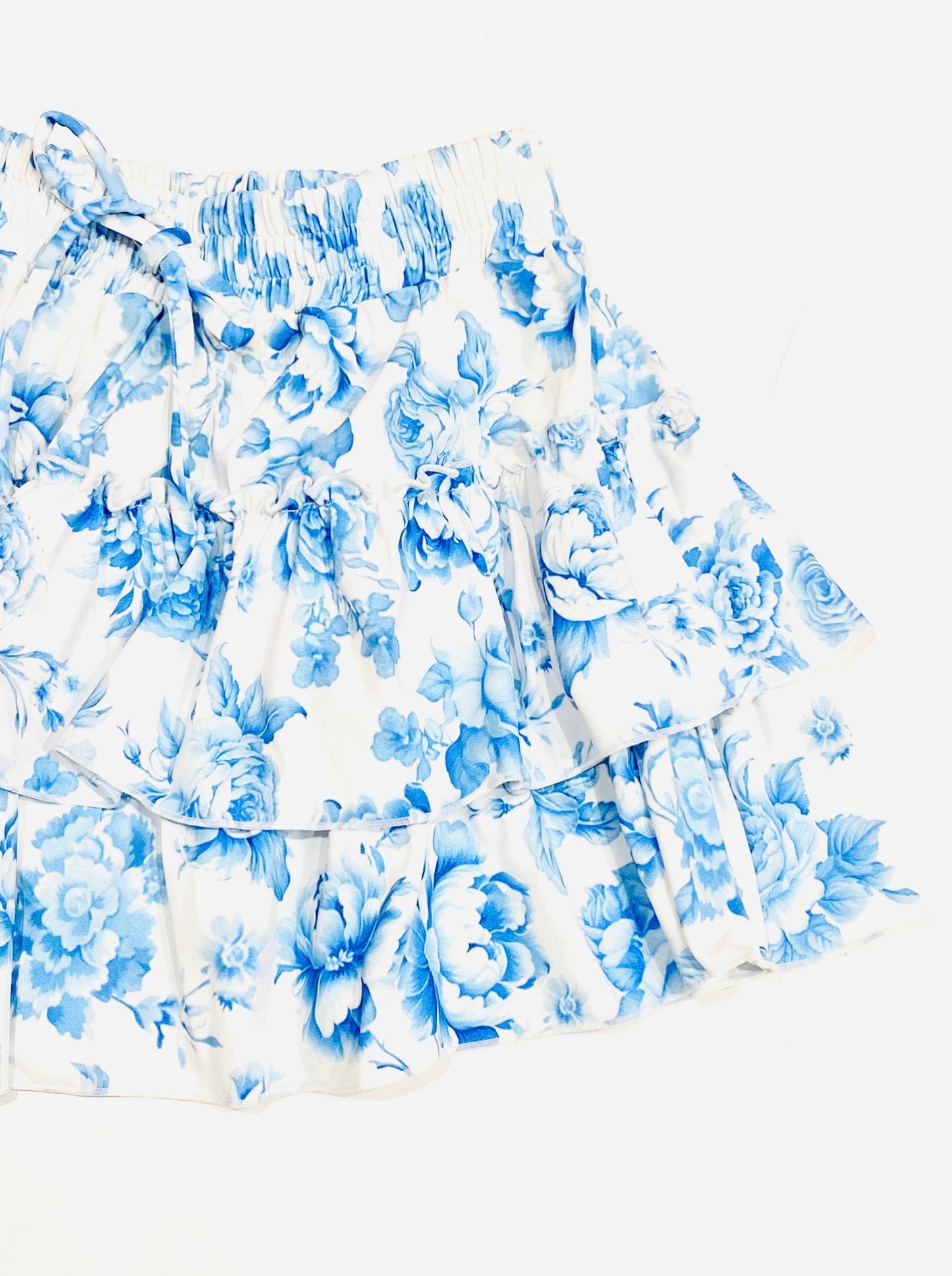 FBZ Flowers By Zoe - 2 Tier Agnes Skirt - Blue Toile / Pink Toile