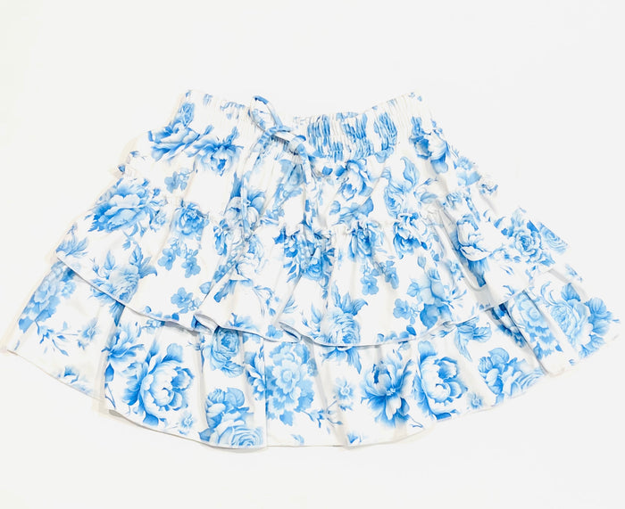 FBZ Flowers By Zoe - 2 Tier Agnes Skirt - Blue Toile / Pink Toile