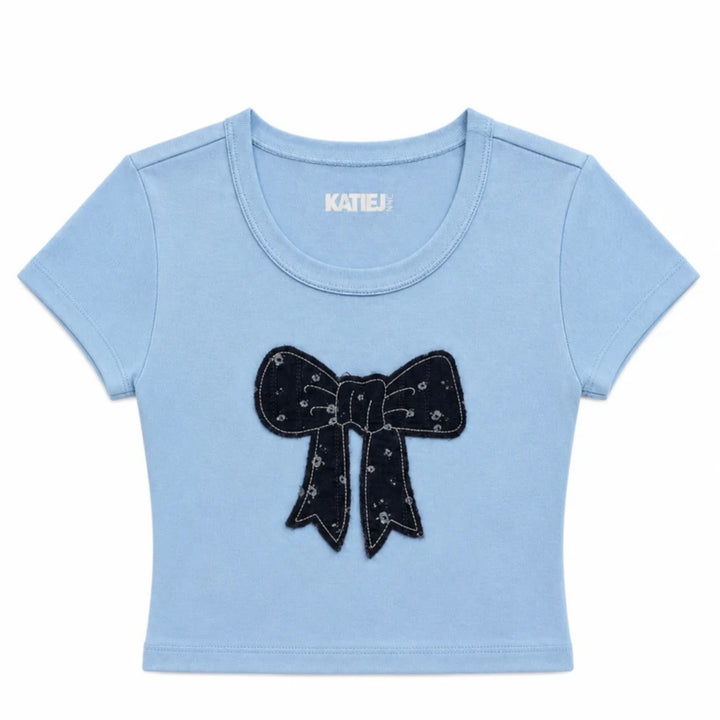 Katie J NYC  Girls/Tween Bow Appliqué Classic Baby Tee