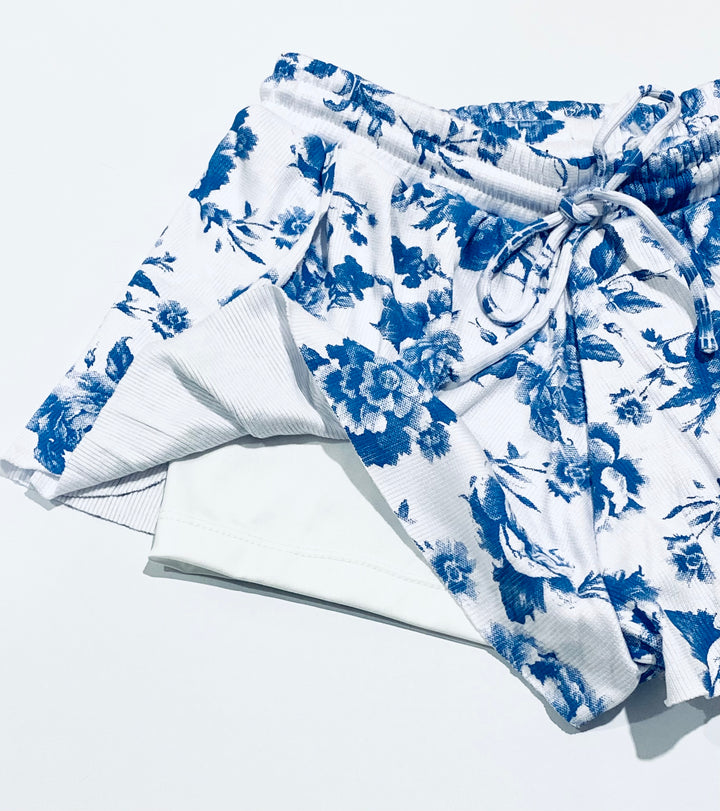 FBZ Flowers by Zoe Tween Butterfly Shorts - Blue Toile