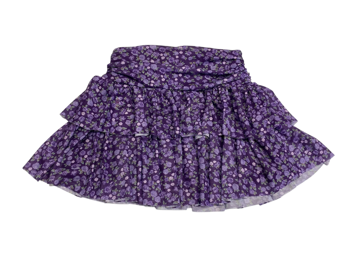 FBZ Flowers by Zoe Girls 4-6X Tiered Purple Ditsy Floral Mesh Skirt Set