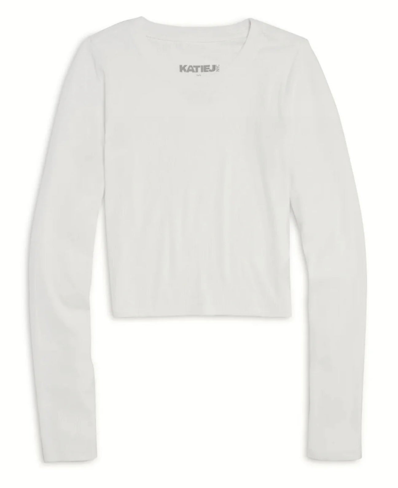 Katie J NYC Girls Tween Livi Long Sleeve Tee Ribbed Tee 2.0 (LONGER) - Ecru