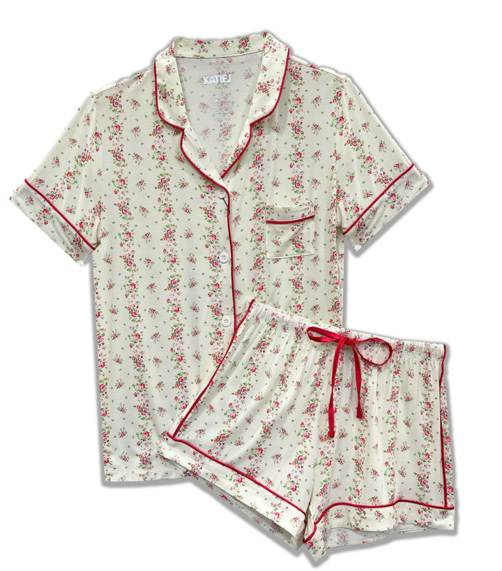 Katie J NYC Junior Lynn Shorts Lounge Set - Shabby Chic Stripe