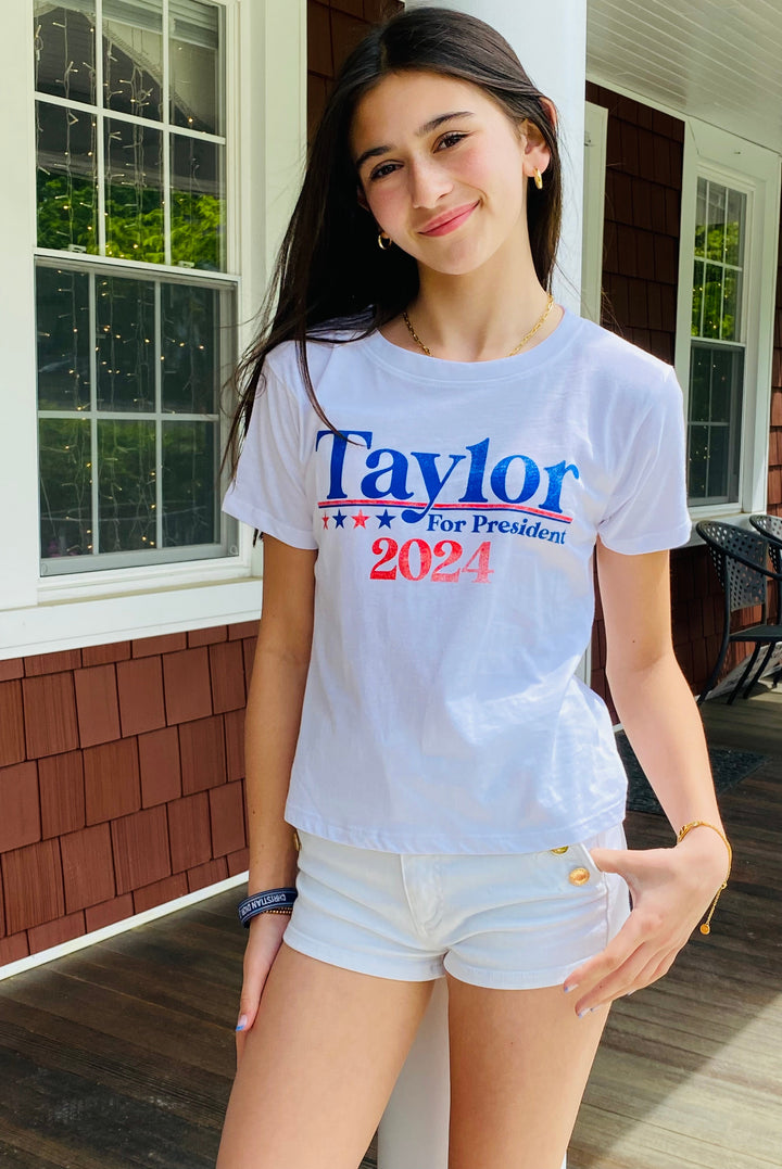 Prince Peter Girls Tween Taylor for President Tee - NOT CROPPED