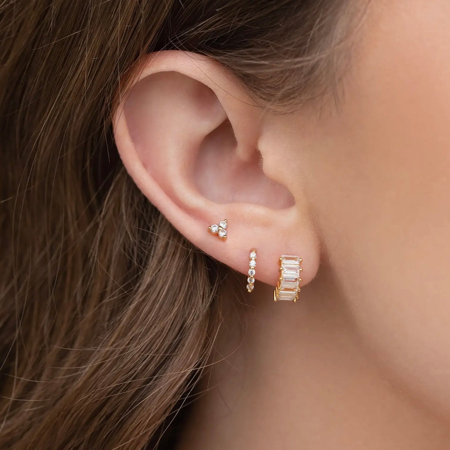 Girls Crew - Bling Baguette Huggie Hoops