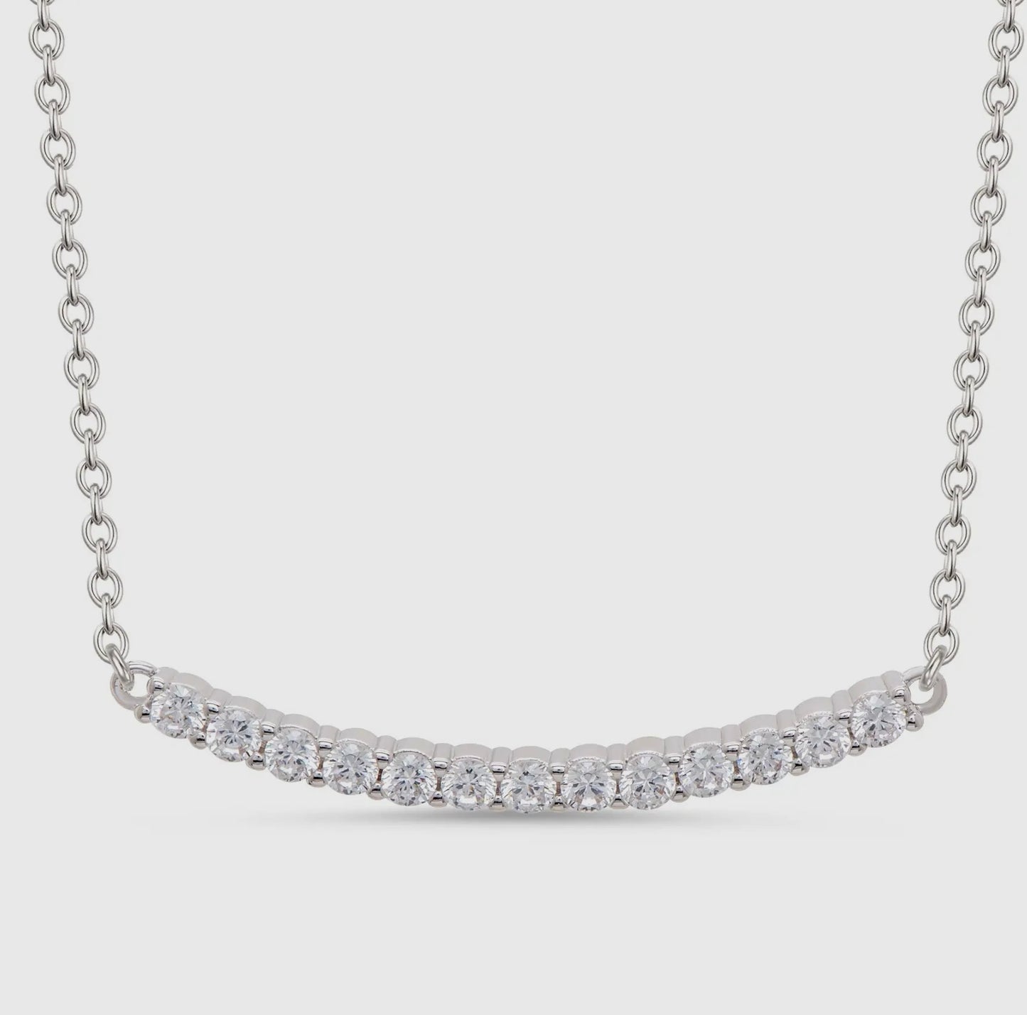 Girls Crew - CZ Bar Necklace - White