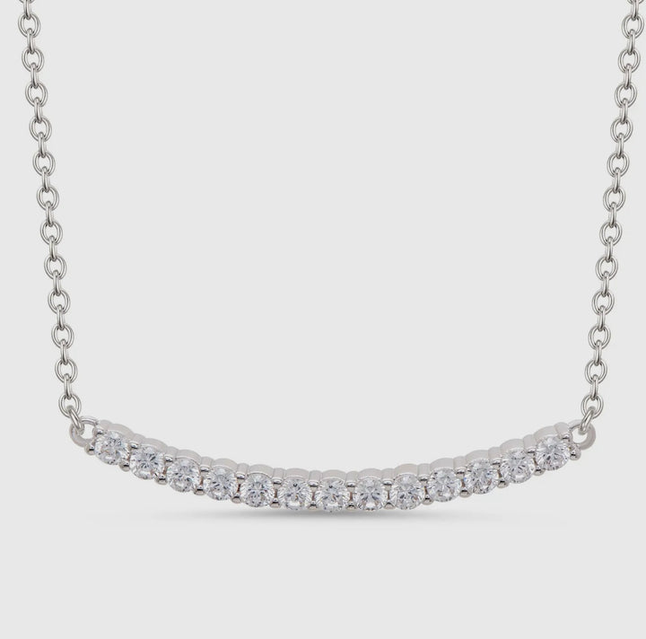 Girls Crew - CZ Bar Necklace - White