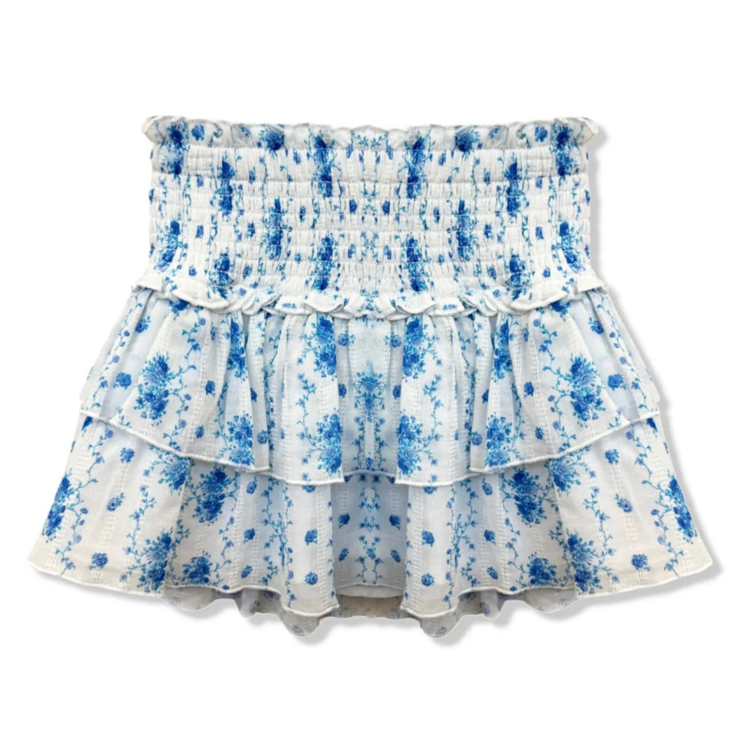 Katie J NYC  Girls Tween Bianca Printed Tiered Ruffle Skirt - Santorini Floral Stripe