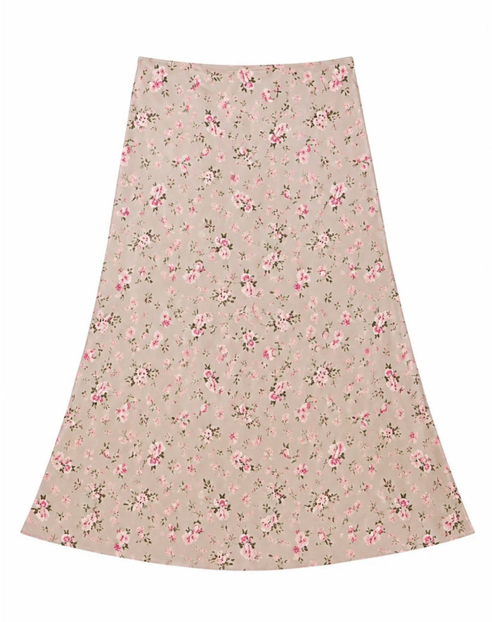 Katie J NYC  Girls Tween Anastasia Satin Maxi Skirt - Golden Autumn Floral