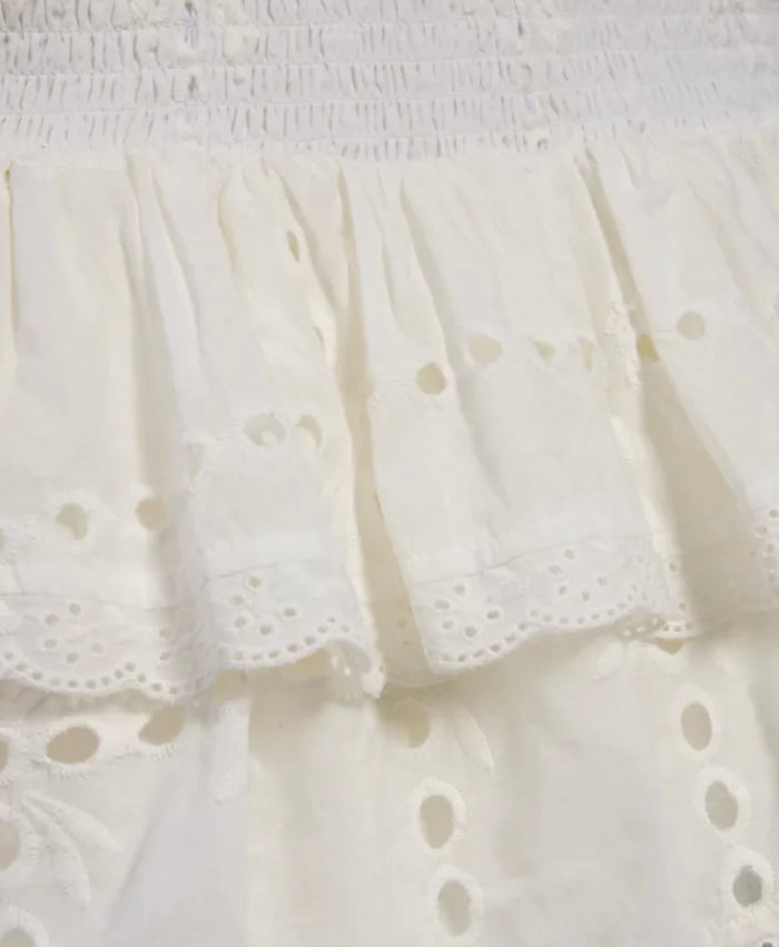 Katie J NYC  Girls Tween Melina Drop Waist Ruffle Dress - White Eyelet