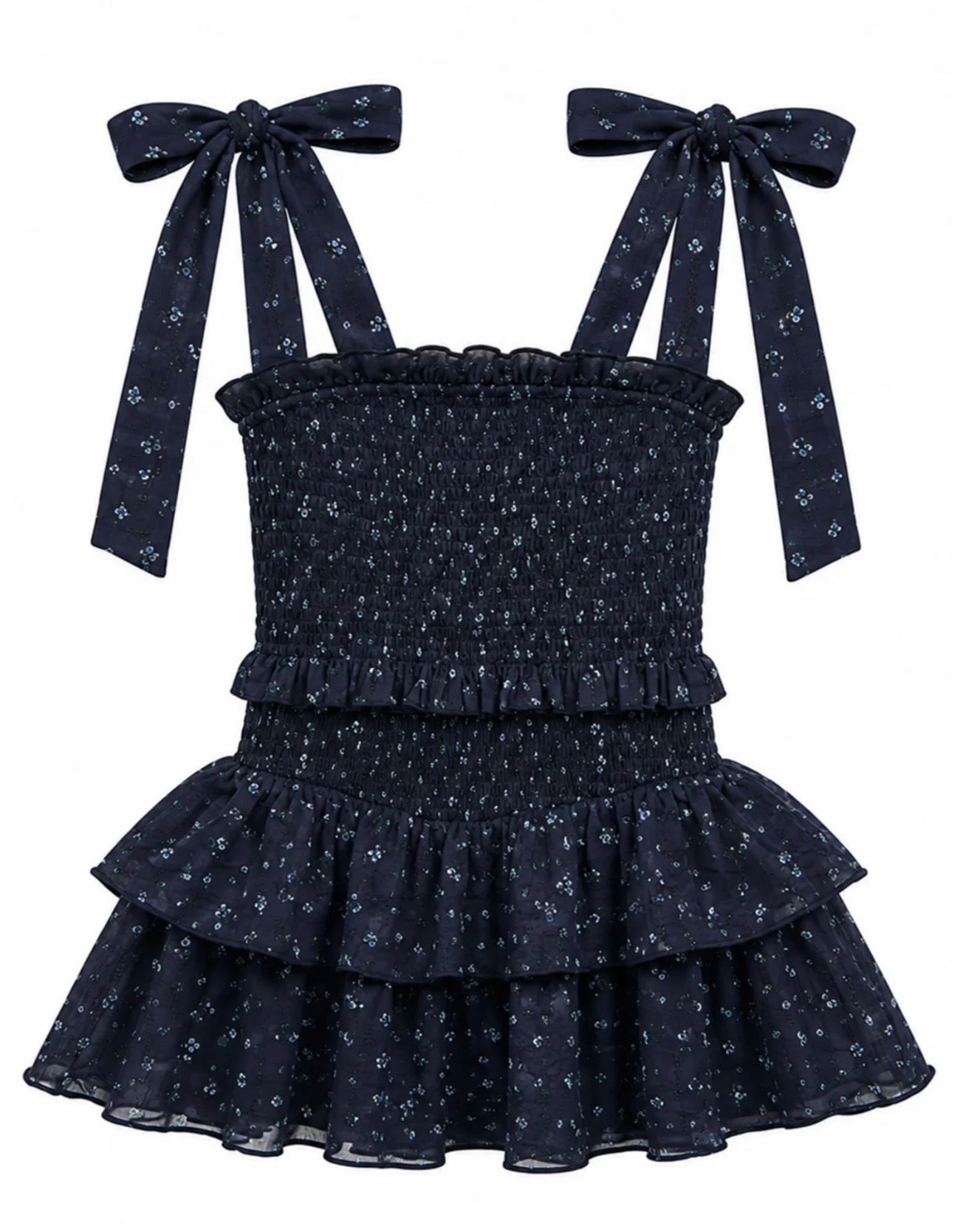 Katie J NYC  Tween Emerson Dress - Evening Blue Garden Bloom