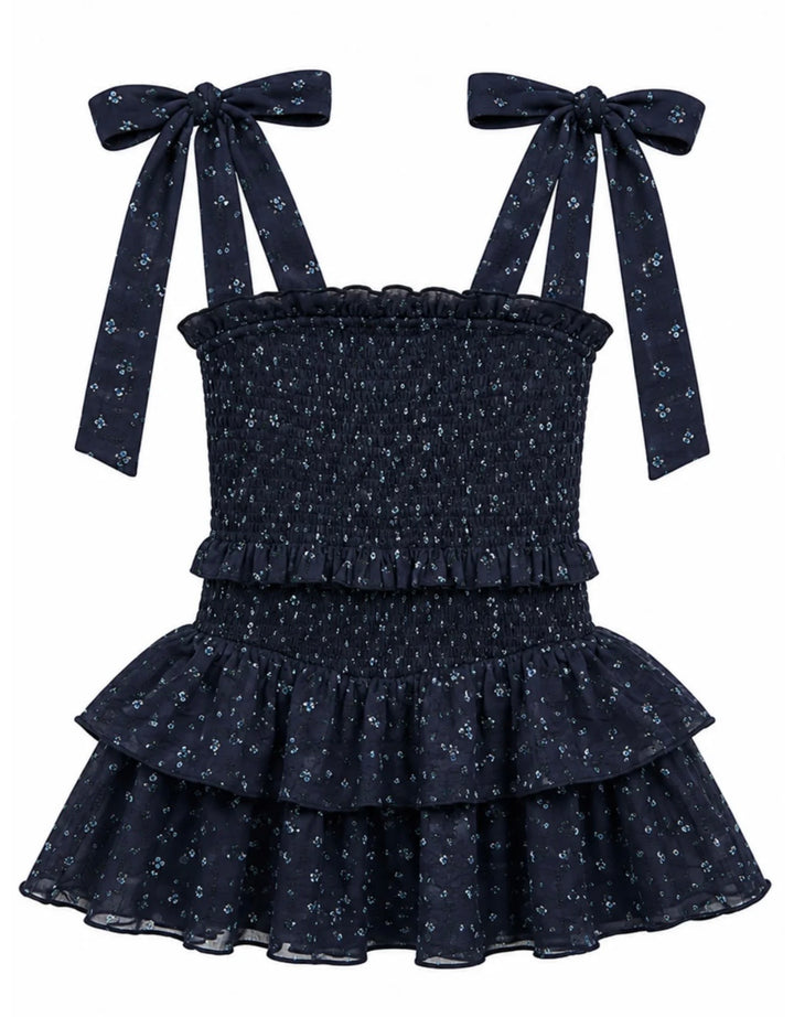 Katie J NYC  Tween Emerson Dress - Evening Blue Garden Bloom