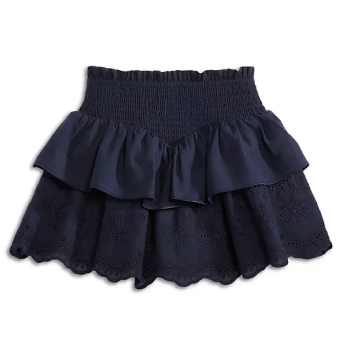 Katie J NYC  Girls Tween Faye Embroidered Skirt w/ Scalloped bottom- Navy
