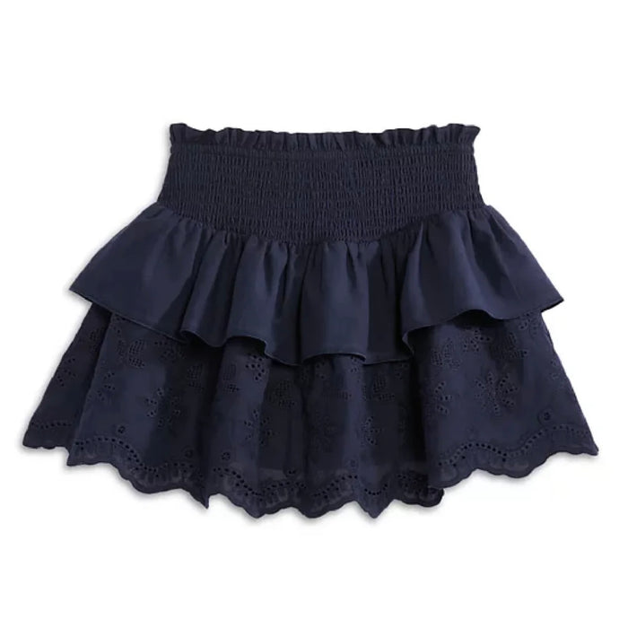 Katie J NYC  Girls Tween Faye Embroidered Skirt w/ Scalloped bottom- Navy