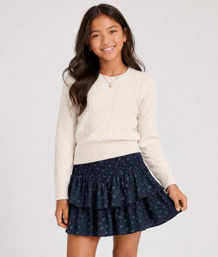 Katie J NYC Tween Brooke Skirt - Evening Blue Garden Bloom