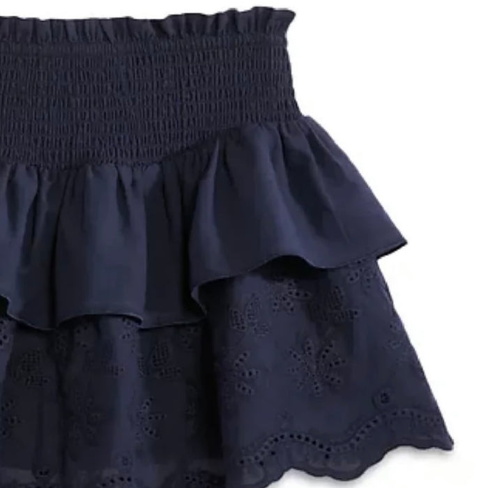 Katie J NYC  Girls Tween Faye Embroidered Skirt w/ Scalloped bottom- Navy