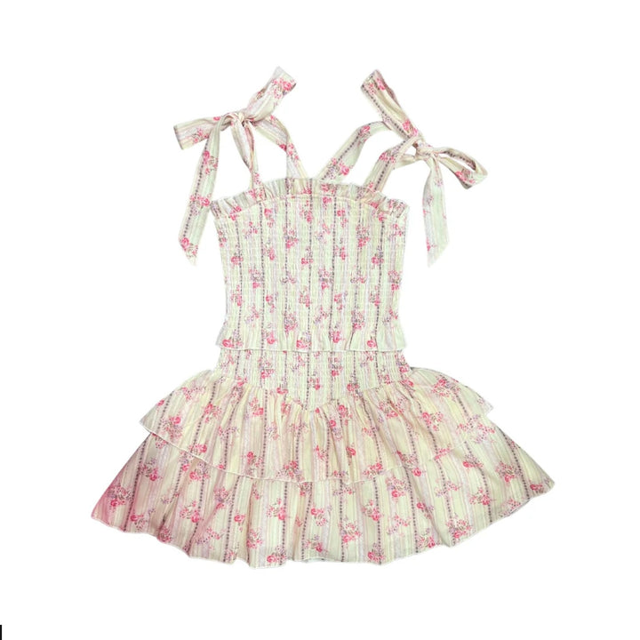 Katie J NYC  Tween Emerson Dress - Cream Floral Stripe