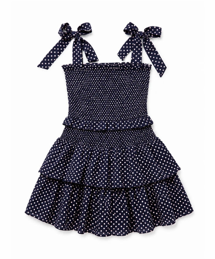 Katie J NYC  Tween Emerson Dress - Evening Blue Blush Polka Dot