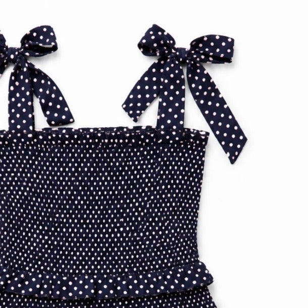 Katie J NYC  Tween Emerson Dress - Evening Blue Blush Polka Dot