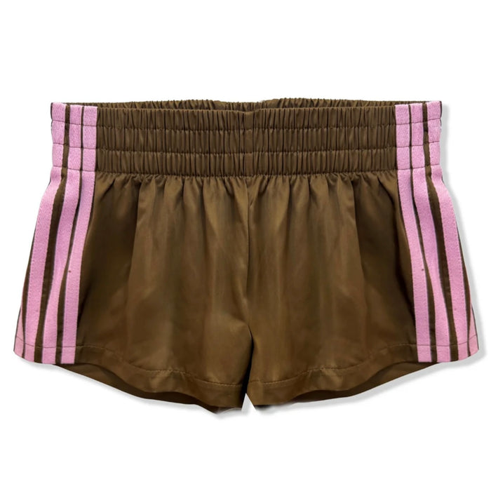 Katie J NYC  Tween Jordyn Contrast Stripe Shorts - Chocolate/Pink