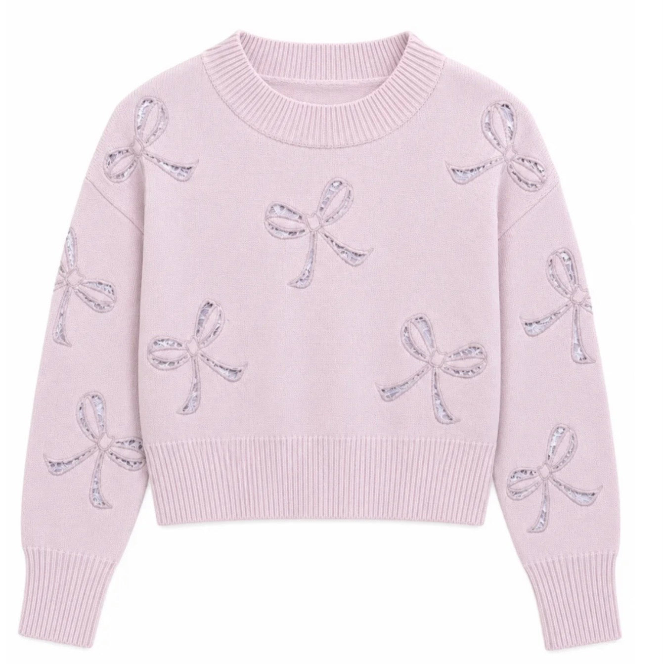 Katie J NYC  Girls Tween Erin Bow Sweater - Baby Pink