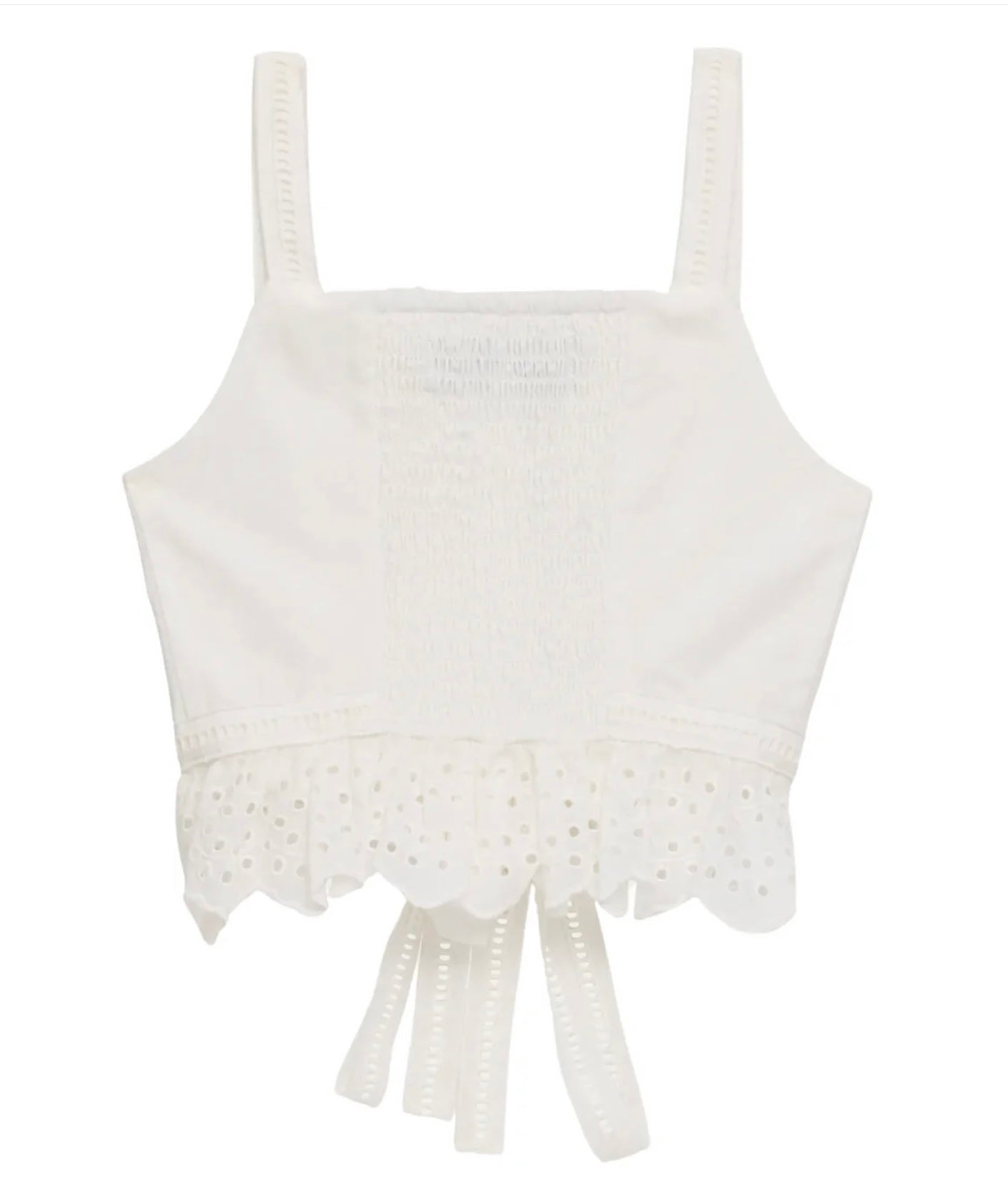 Katie J NYC  Girls Tween Waverly Linen Eyelet Detail Cami Top