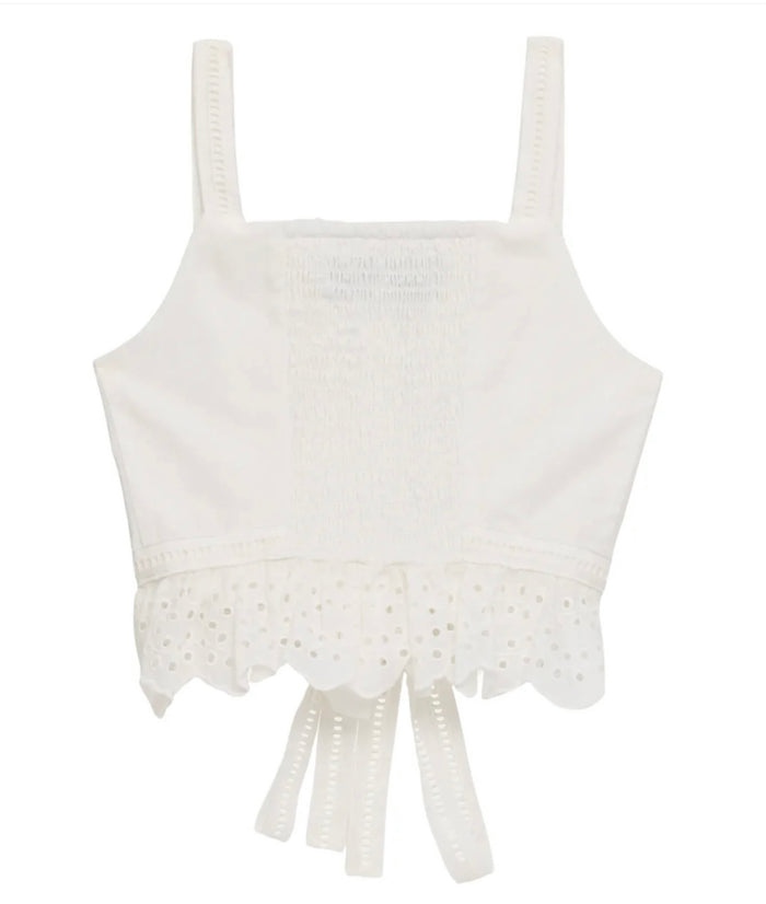 Katie J NYC  Girls Tween Waverly Linen Eyelet Detail Cami Top