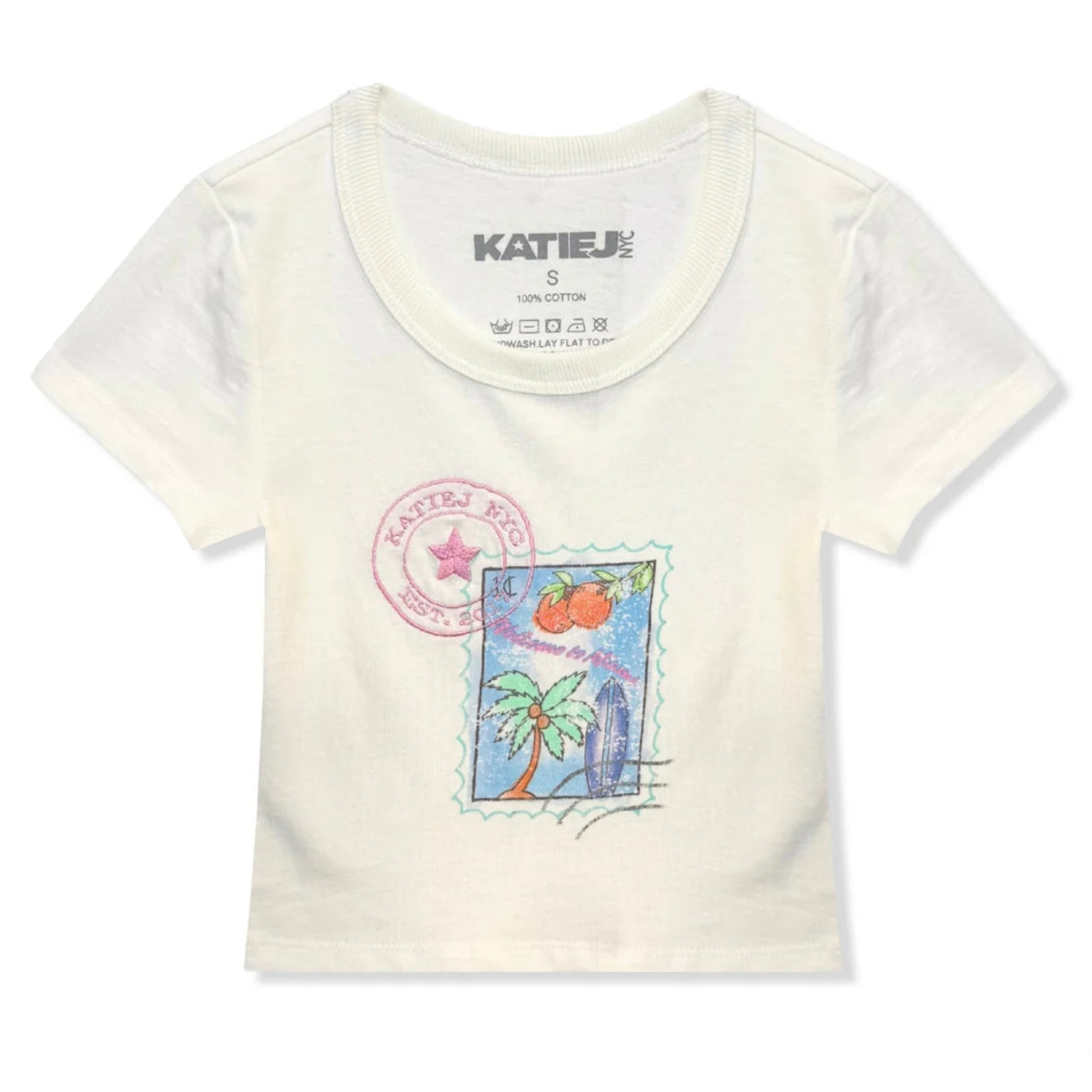 Katie J NYC  Girls Tween Miami Stamp Graphic Tee