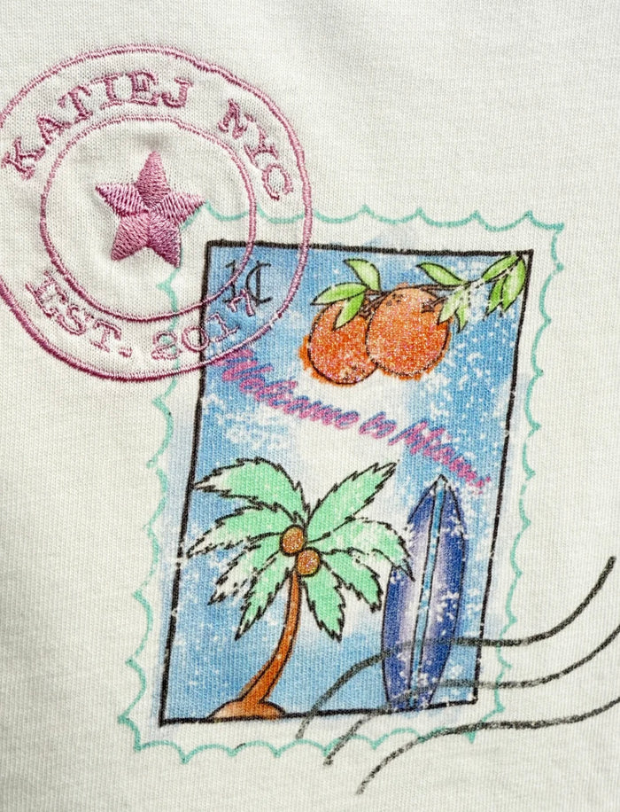 Katie J NYC  Girls Tween Miami Stamp Graphic Tee