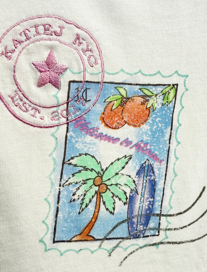 Katie J NYC  Girls Tween Miami Stamp Graphic Tee