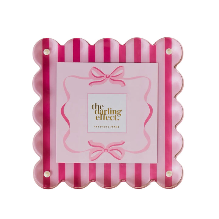 Square Scalloped Acrylic Frame- Sweetheart Stripe