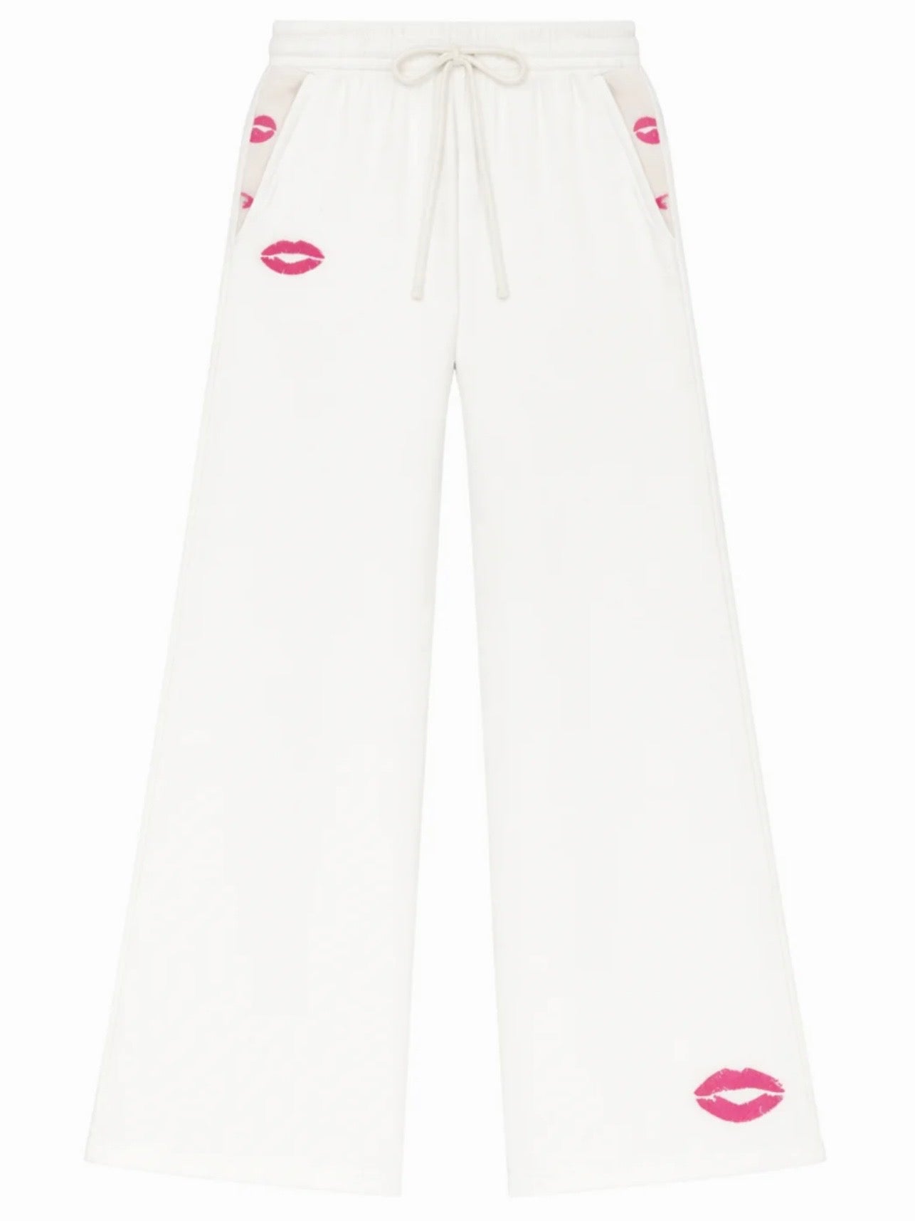 Katie J NYC Tween Tanner Wide Leg Sweatpant - Vintage White/Lips