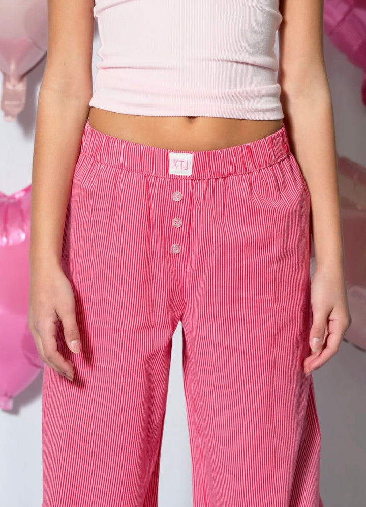 Katie J NYC Girls Tween Quincy Lounge Pant - True Red /Baby Pink